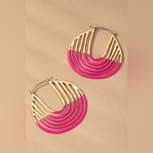 Lana Bean Jewels Jewelry - Gold and pink 6 layered hoop earrings
